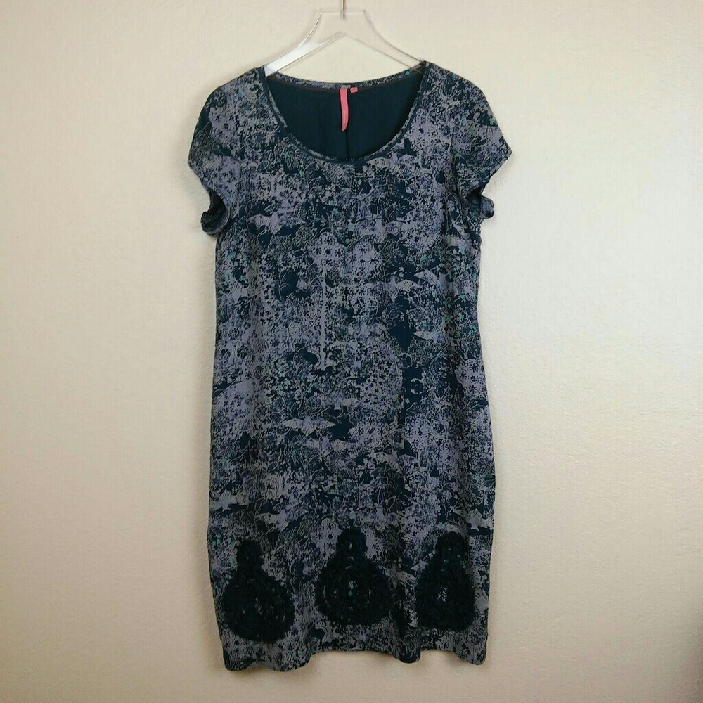 White Stuff Size 12 Teal/Blue Print Shift Dress